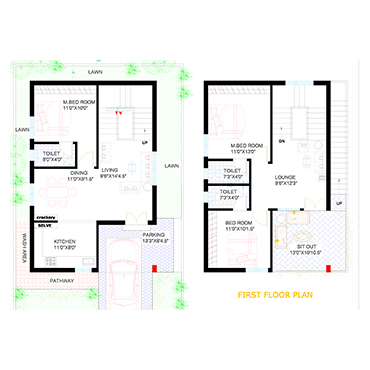 East Facing Floor Plan - Praneeth Pranav Blooms Villas