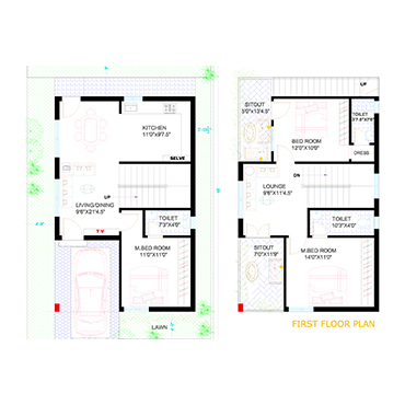 West Facing Floor Plan - Praneeth Pranav Blooms Villas